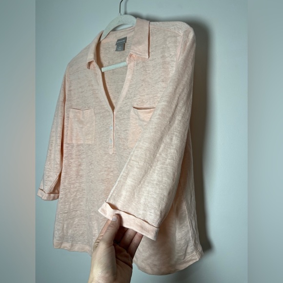 Chico’s 100% Linen Henley Top Size Chicos 2P Beachy, Summer, Vacation - Picture 8 of 8